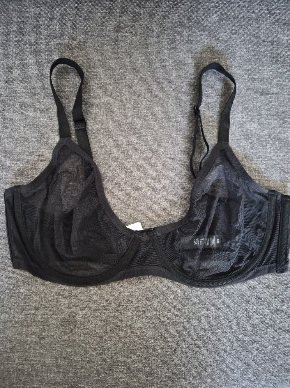 Skims Sheer Black Underwire Mesh Bra - Women Intimates & Sleepwear 38D